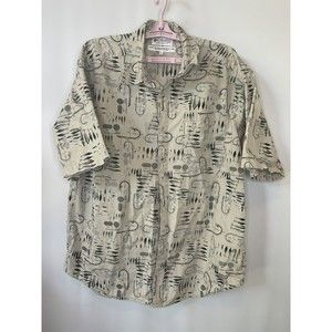 Columbia Men Hook And Lure Button Down Shirt Rare Beige Size L